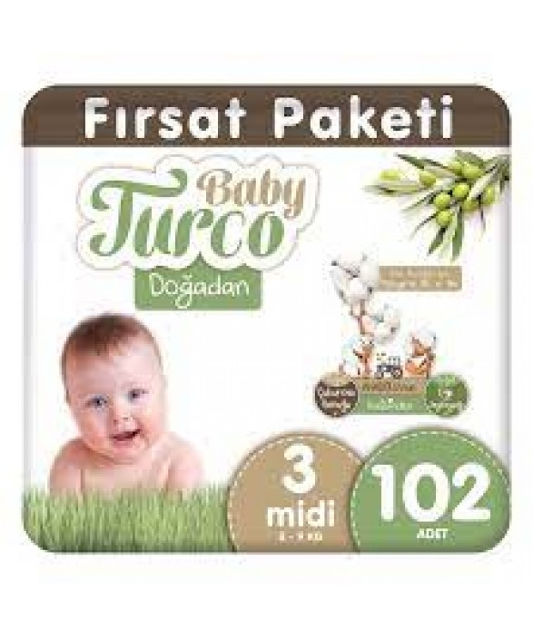 Baby Turco Doğadan 3 Numara Midi 102 Adet