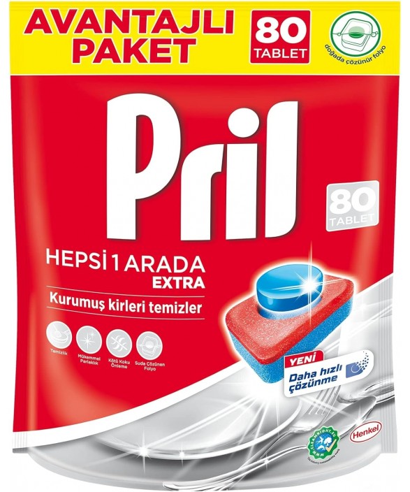 Pril Hepsi Bir Arada Extra Tablet Bulaşık Deterjanı 80 Yıkama