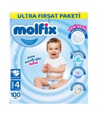 Molfix Bebek Bezi 3D 4 Beden Maxi 7-14 Kg 100Lü Ultra Fırsat Paketi