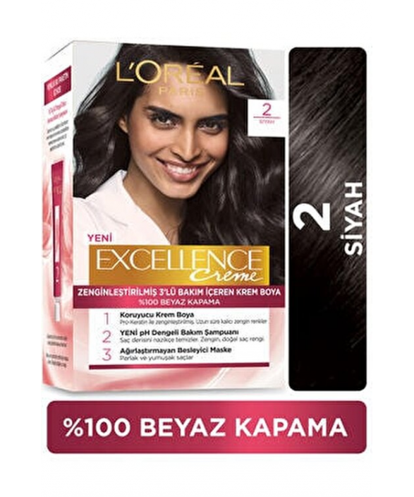 Loreal  Excell 2 Siyah Saç Boyası