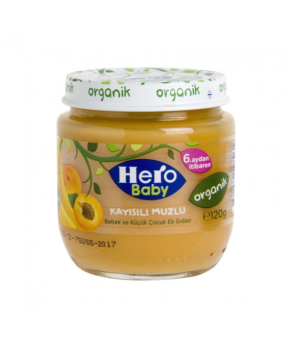 Hero Baby Organik Kayısı Muz Püreli Kavanoz Mama 120 G