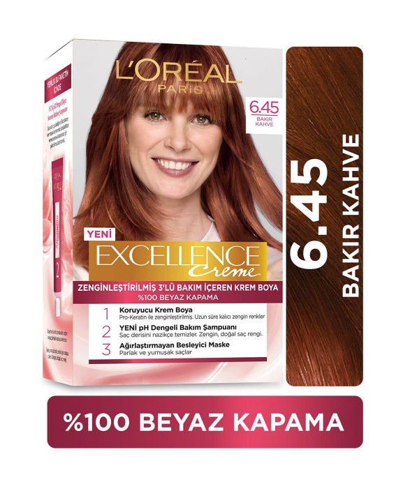 Loreal Excell 6 45 Light Auburn Bakır Kahve Saç Boyası