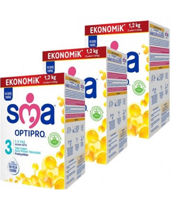 Sma Optipro Probiyotik 3 1 ve 3 Yaş Devam Sütü 1200 gr  3 Adet